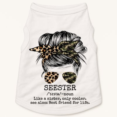 Seester Definition Messy Bun Camo Cheetah Doggie Tank