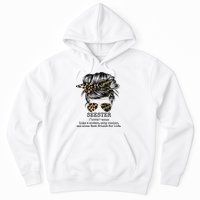 Seester Definition Messy Bun Camo Cheetah Hoodie