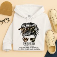 Seester Definition Messy Bun Camo Cheetah Hoodie