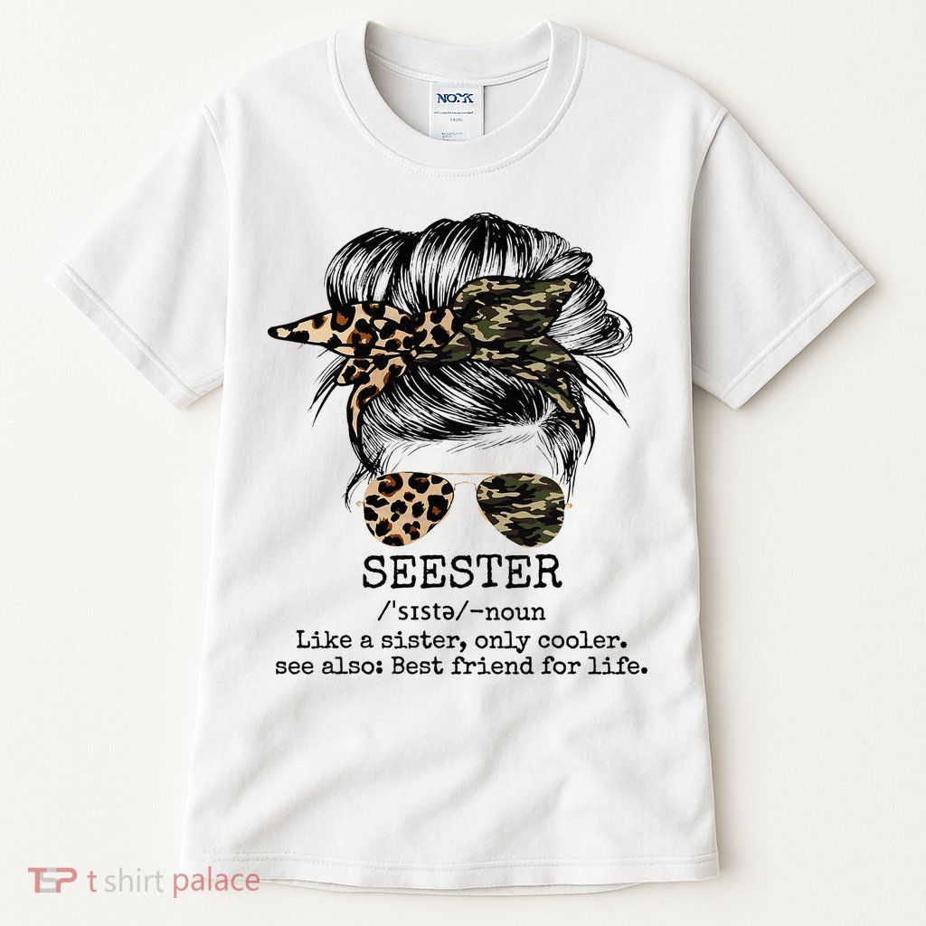 Seester Definition Messy Bun Camo Cheetah Tall T-Shirt