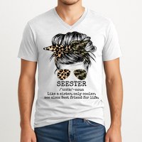 Seester Definition Messy Bun Camo Cheetah V-Neck T-Shirt