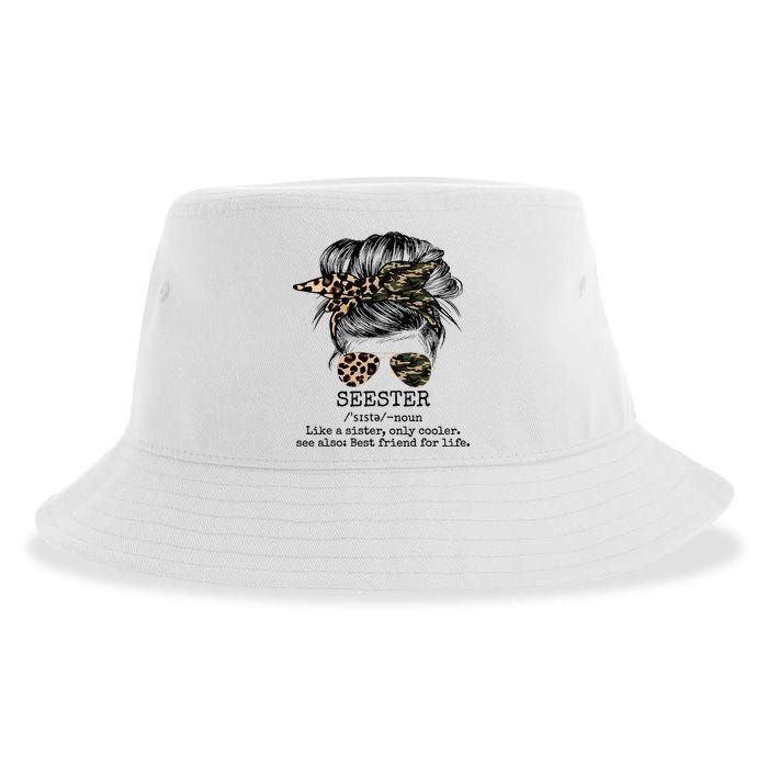 Seester Definition Messy Bun Camo Cheetah Sustainable Bucket Hat