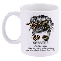 Seester Definition Messy Bun Camo Cheetah 11oz C Handle Ceramic Mug