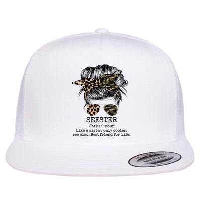 Seester Definition Messy Bun Camo Cheetah Flatbill Hat
