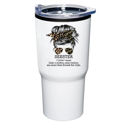 Seester Definition Messy Bun Camo Cheetah Tumbler