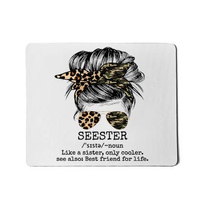 Seester Definition Messy Bun Camo Cheetah Mousepad