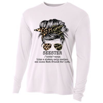 Seester Definition Messy Bun Camo Cheetah Cooling Performance Long Sleeve Crew