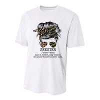 Seester Definition Messy Bun Camo Cheetah Youth Performance Sprint T-Shirt
