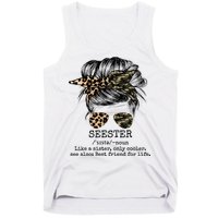 Seester Definition Messy Bun Camo Cheetah Tank Top