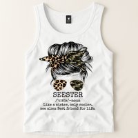 Seester Definition Messy Bun Camo Cheetah Tank Top