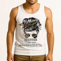 Seester Definition Messy Bun Camo Cheetah Tank Top