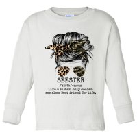 Seester Definition Messy Bun Camo Cheetah Toddler Long Sleeve Shirt