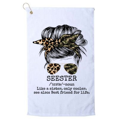 Seester Definition Messy Bun Camo Cheetah Golf Towel