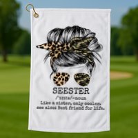 Seester Definition Messy Bun Camo Cheetah Golf Towel