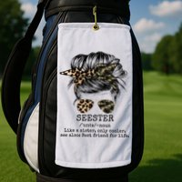 Seester Definition Messy Bun Camo Cheetah Golf Towel