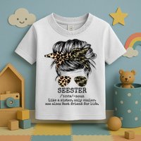 Seester Definition Messy Bun Camo Cheetah Toddler T-Shirt