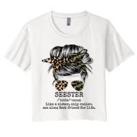 Seester Definition Messy Bun Camo Cheetah Crop Top