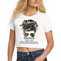 Seester Definition Messy Bun Camo Cheetah Crop Top