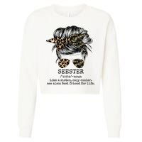 Seester Definition Messy Bun Camo Cheetah Cropped Pullover Crew