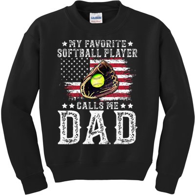 Softball Dad My Favorite Softball Player Calls Me Dad Kids Sweatshirt