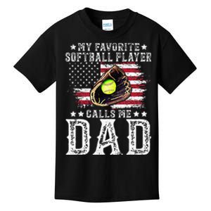 Softball Dad My Favorite Softball Player Calls Me Dad Kids T-Shirt