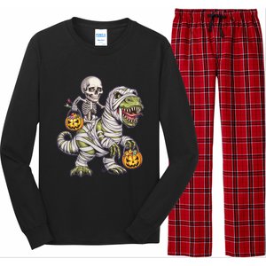 Skeleton Dinosaur Mummy Halloween Pumpkin Trick Treat Gift Long Sleeve Pajama Set