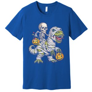 Skeleton Dinosaur Mummy Halloween Pumpkin Trick Treat Gift Premium T-Shirt