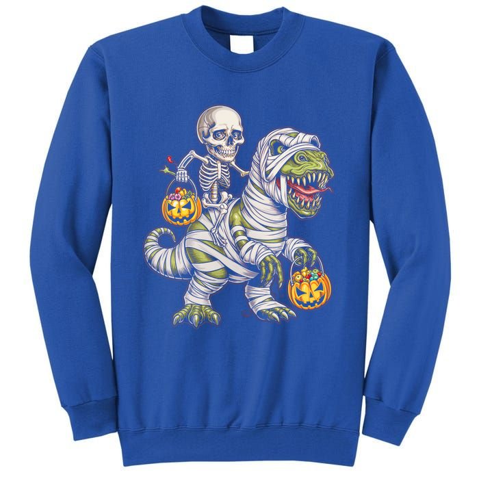 Skeleton Dinosaur Mummy Halloween Pumpkin Trick Treat Gift Tall Sweatshirt