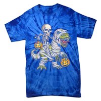 Skeleton Dinosaur Mummy Halloween Pumpkin Trick Treat Gift Tie-Dye T-Shirt