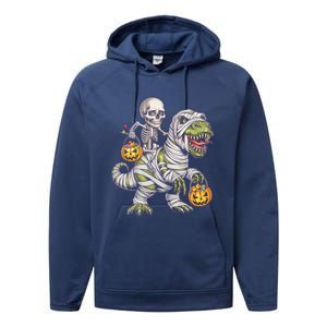 Skeleton Dinosaur Mummy Halloween Pumpkin Trick Treat Gift Performance Fleece Hoodie