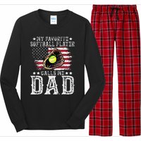 Softball Dad My Favorite Softball Player Calls Me Dad Long Sleeve Pajama Set