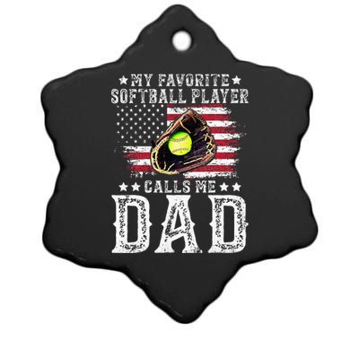 Softball Dad My Favorite Softball Player Calls Me Dad Ceramic Star Ornament