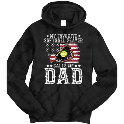 Softball Dad My Favorite Softball Player Calls Me Dad Tie Dye Hoodie