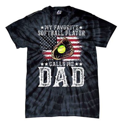 Softball Dad My Favorite Softball Player Calls Me Dad Tie-Dye T-Shirt