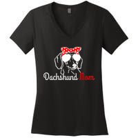 S Dachshund Mom Vintage Sunglasses Funny Cute Wiener Dog Vneck Women's V-Neck T-Shirt