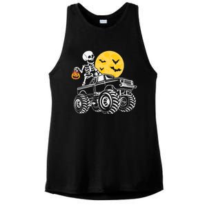 Skeleton Dabbing Monster Truck Pumpkin Halloween Costume Funny Gift Ladies PosiCharge Tri-Blend Wicking Tank