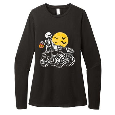 Skeleton Dabbing Monster Truck Pumpkin Halloween Costume Funny Gift Womens CVC Long Sleeve Shirt