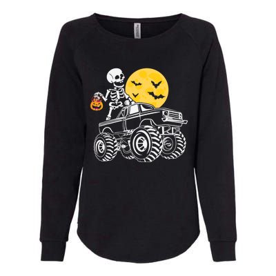 Skeleton Dabbing Monster Truck Pumpkin Halloween Costume Funny Gift Womens California Wash Sweatshirt