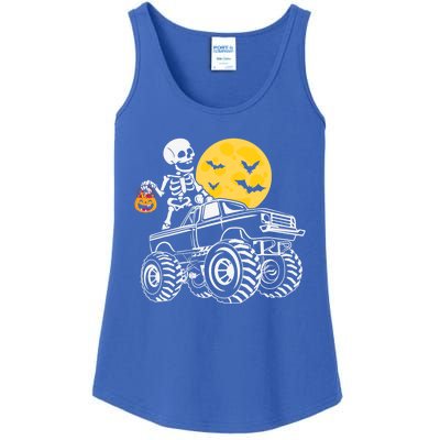 Skeleton Dabbing Monster Truck Pumpkin Halloween Costume Funny Gift Ladies Essential Tank