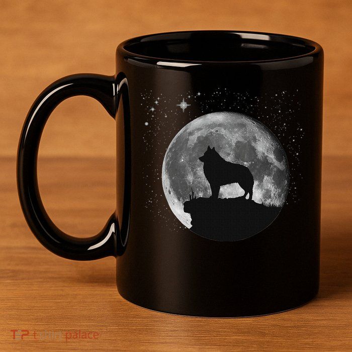 Schipperke Dog Moon 11oz C Handle Ceramic Mug