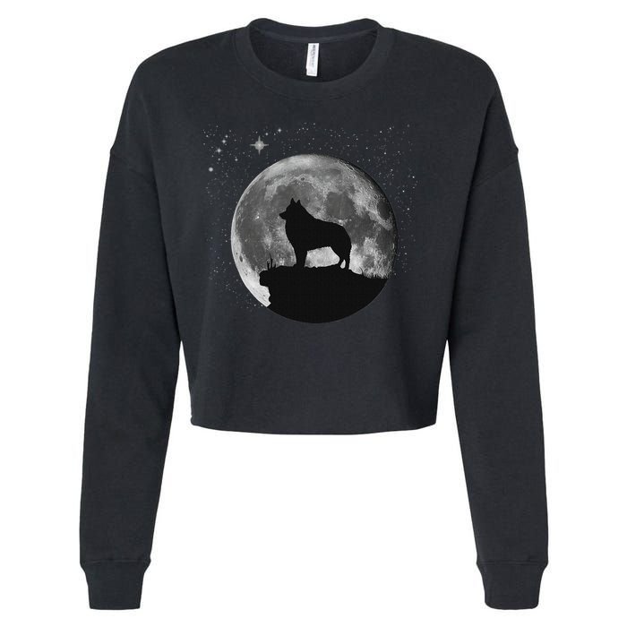 Schipperke Dog Moon Cropped Pullover Crew
