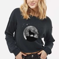Schipperke Dog Moon Cropped Pullover Crew