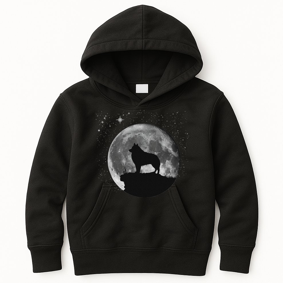 Schipperke Dog Moon Kids Hoodie