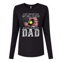 Softball Dad My Favorite Softball Player Calls Me Dad Gift Womens Cotton Relaxed Long Sleeve T-Shirt