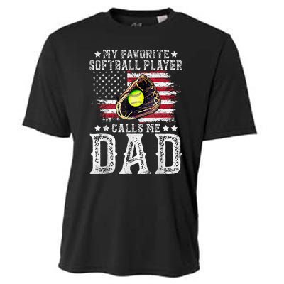 Softball Dad My Favorite Softball Player Calls Me Dad Gift Cooling Performance Crew T-Shirt