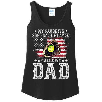 Softball Dad My Favorite Softball Player Calls Me Dad Gift Ladies Essential Tank