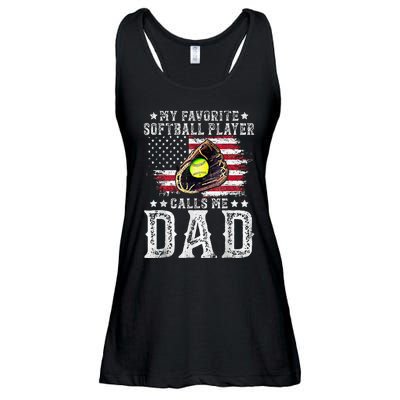 Softball Dad My Favorite Softball Player Calls Me Dad Gift Ladies Essential Flowy Tank