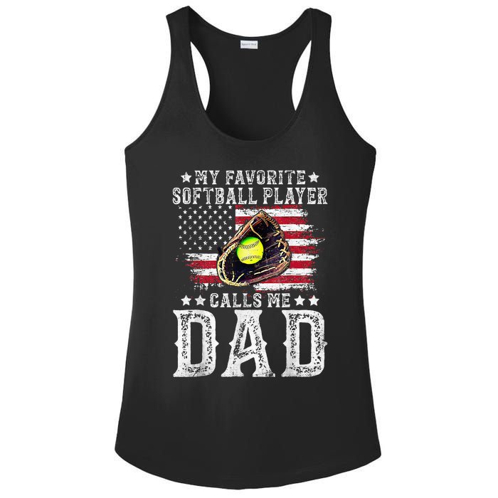 Softball Dad My Favorite Softball Player Calls Me Dad Gift Ladies PosiCharge Competitor Racerback Tank