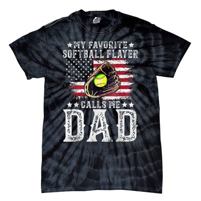 Softball Dad My Favorite Softball Player Calls Me Dad Gift Tie-Dye T-Shirt