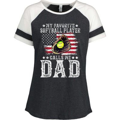 Softball Dad My Favorite Softball Player Calls Me Dad Gift Enza Ladies Jersey Colorblock Tee